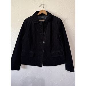 Talbots Black Quilted Jacket Women’s Size 12 NWT Button Front Coat $119 Retail